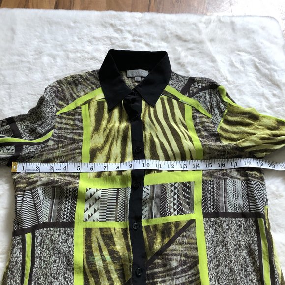 Stylish Women's Button Down Shirt - Black and Yellow by - Picture 5 of 8